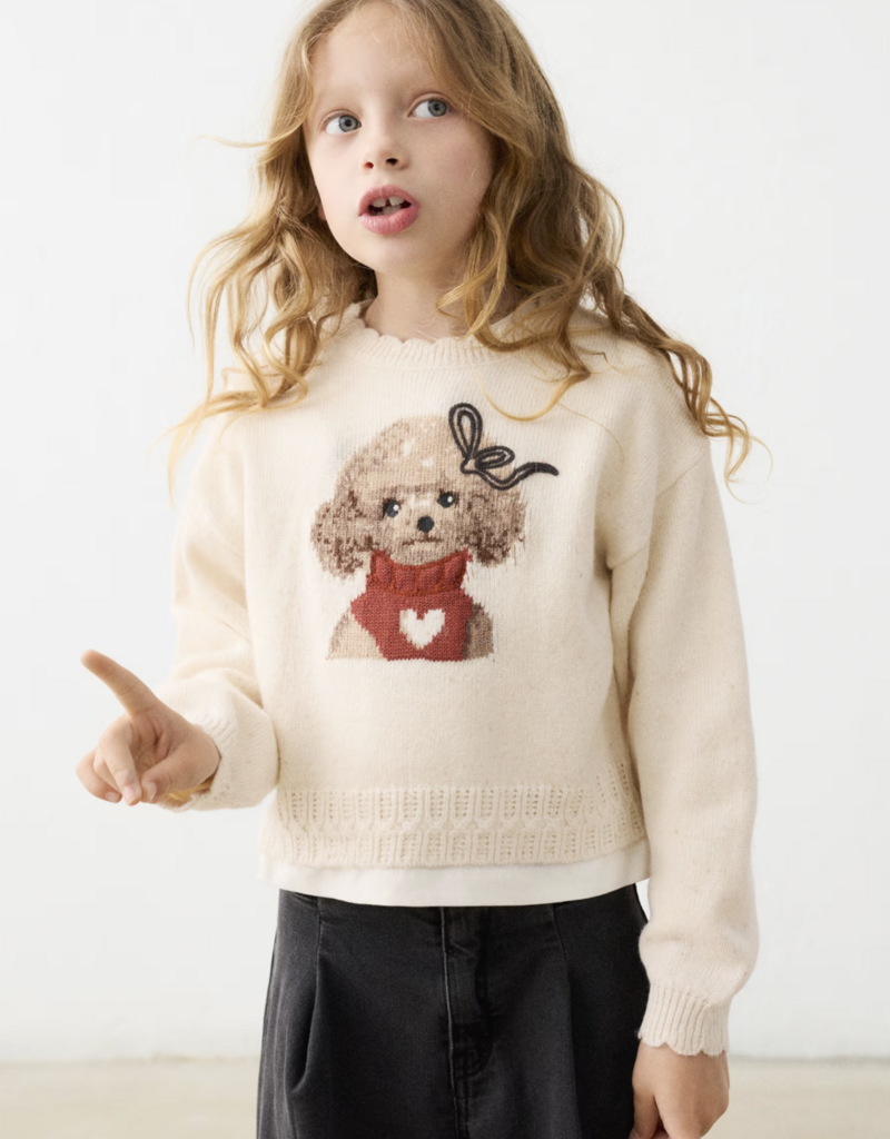Mayoral Cream Sweater w/Poodle