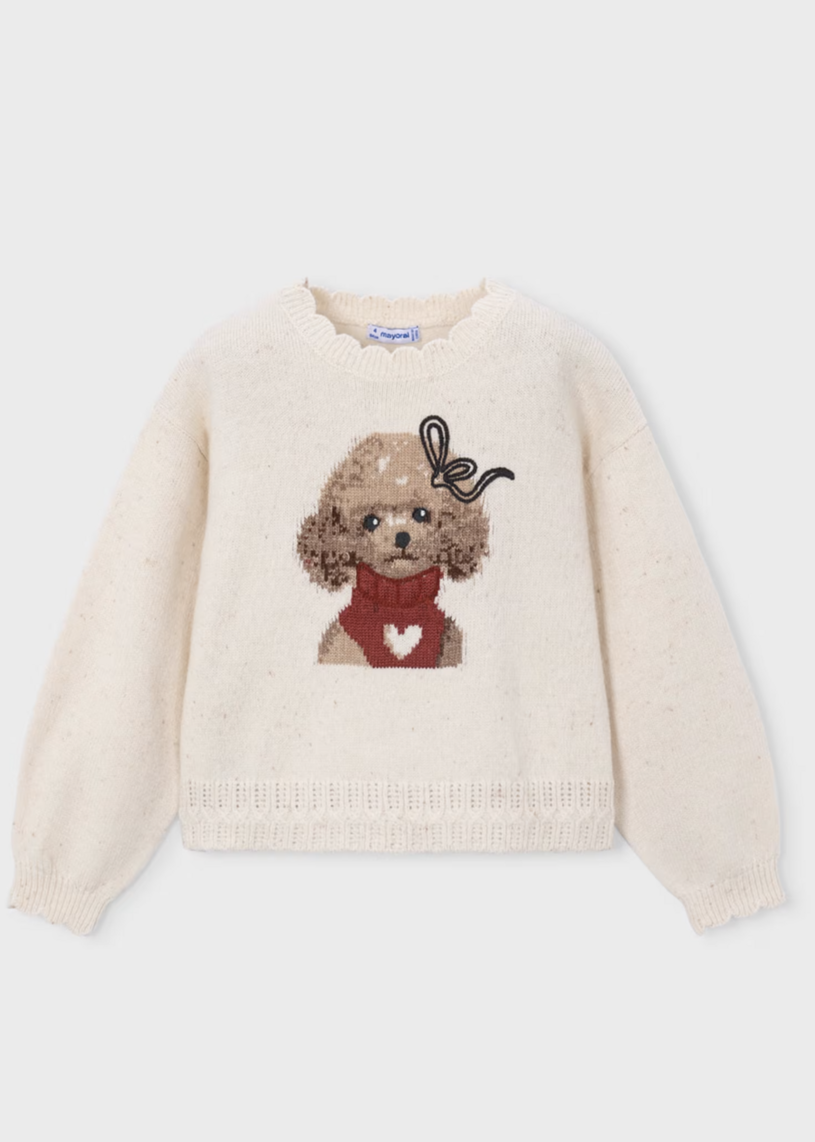 Mayoral Cream Sweater w/Poodle