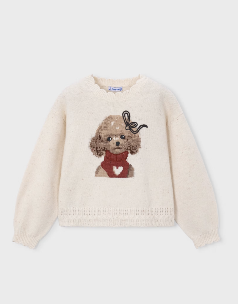 Mayoral Cream Sweater w/Poodle