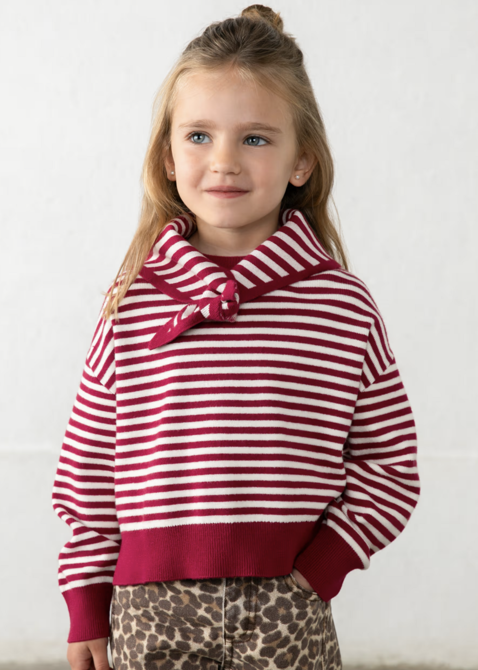 Mayoral Red White Stripe Sweater w/Scarf