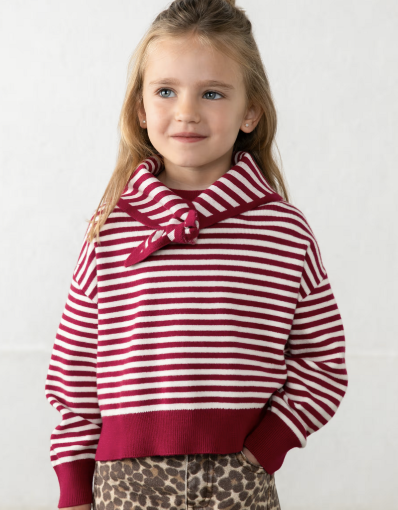 Mayoral Red White Stripe Sweater w/Scarf