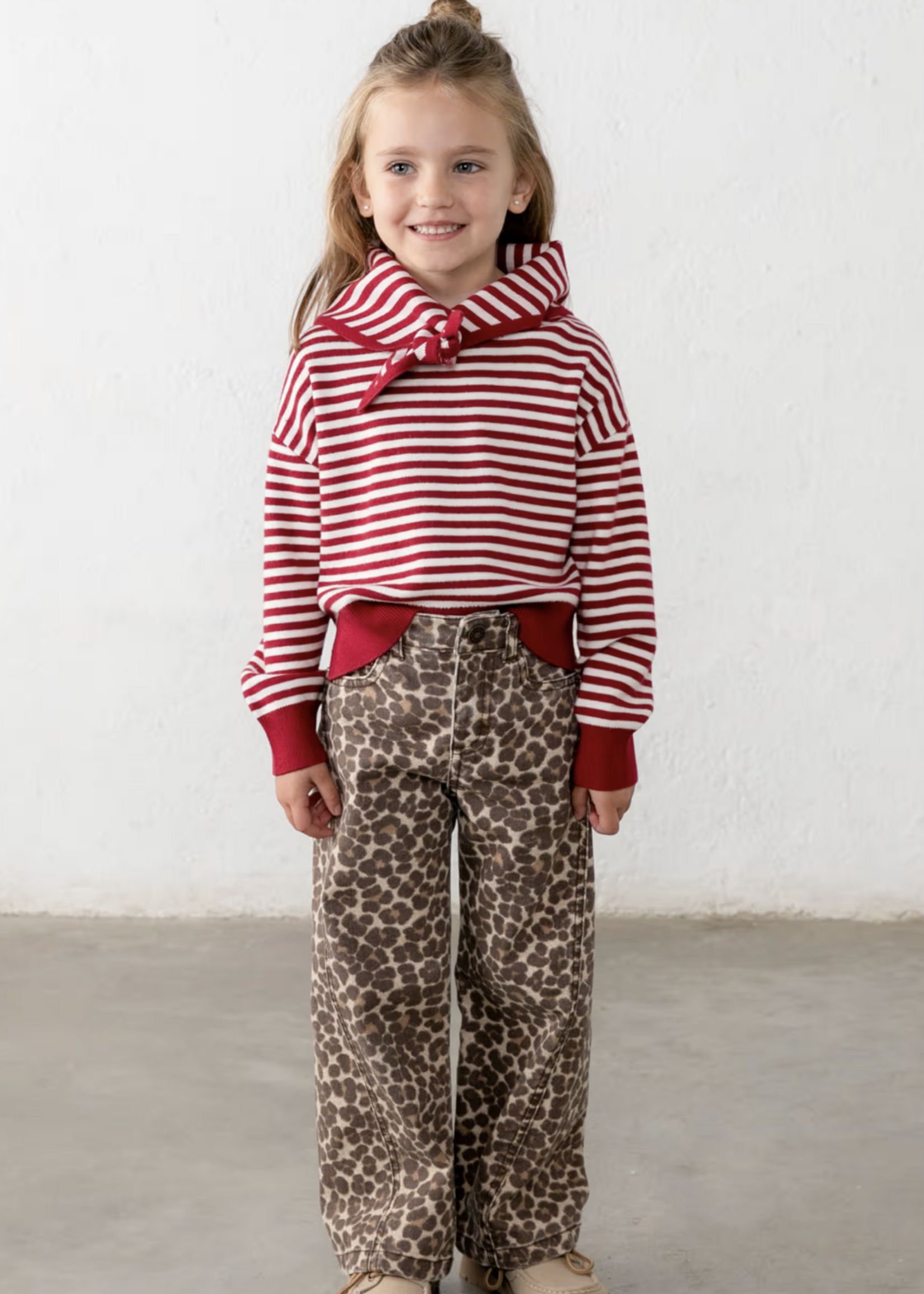 Mayoral Red White Stripe Sweater w/Scarf