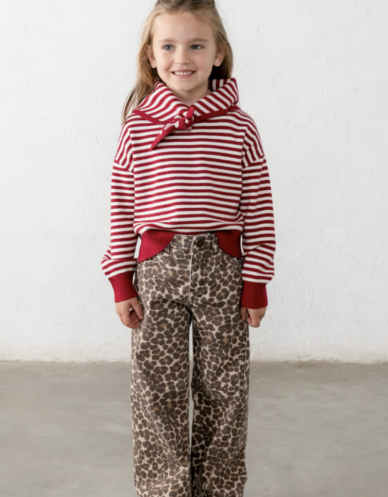 Mayoral Red White Stripe Sweater w/Scarf