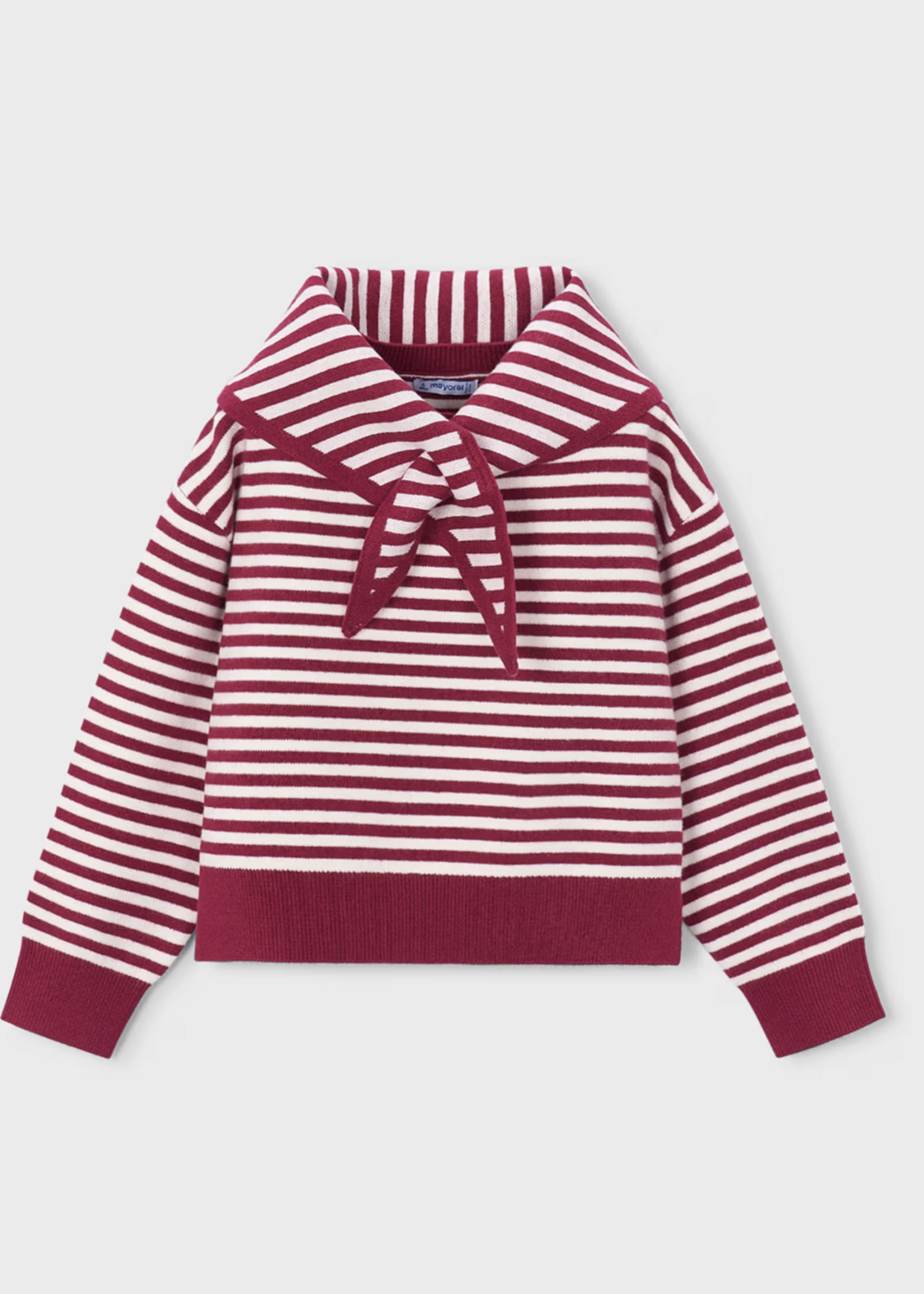 Mayoral Red White Stripe Sweater w/Scarf