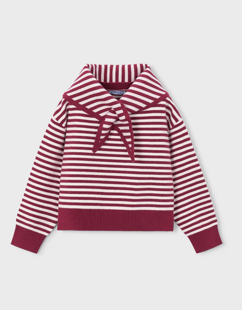 Mayoral Red White Stripe Sweater w/Scarf