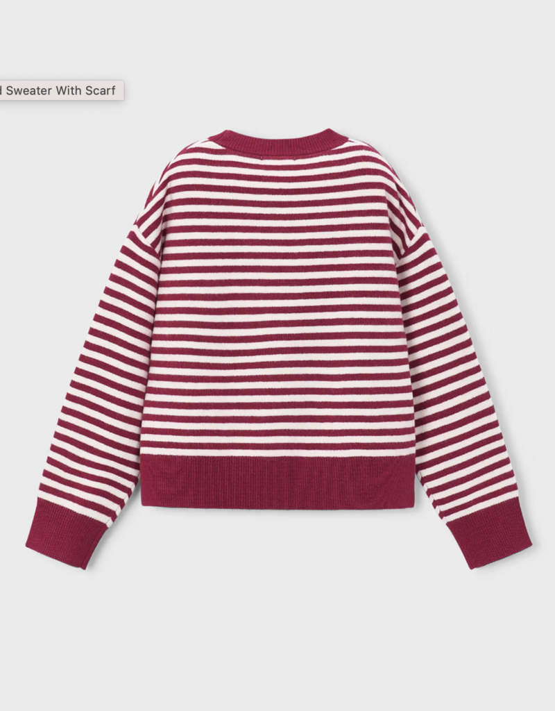 Mayoral Red White Stripe Sweater w/Scarf