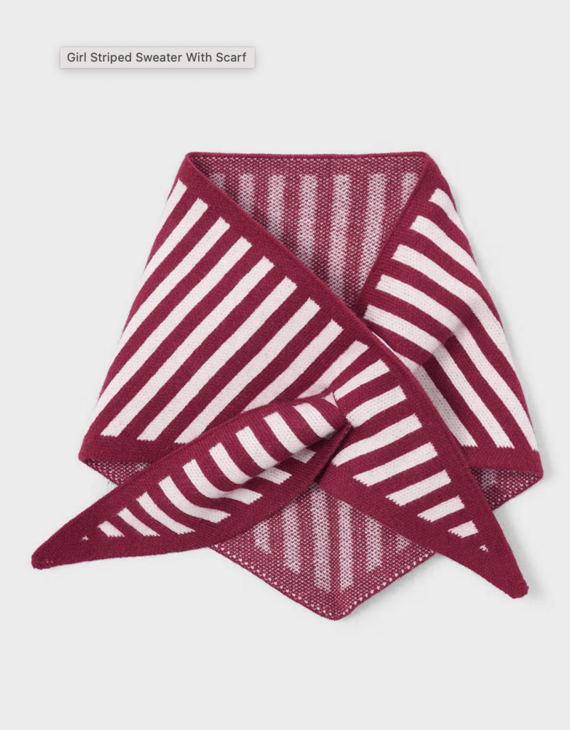 Mayoral Red White Stripe Sweater w/Scarf