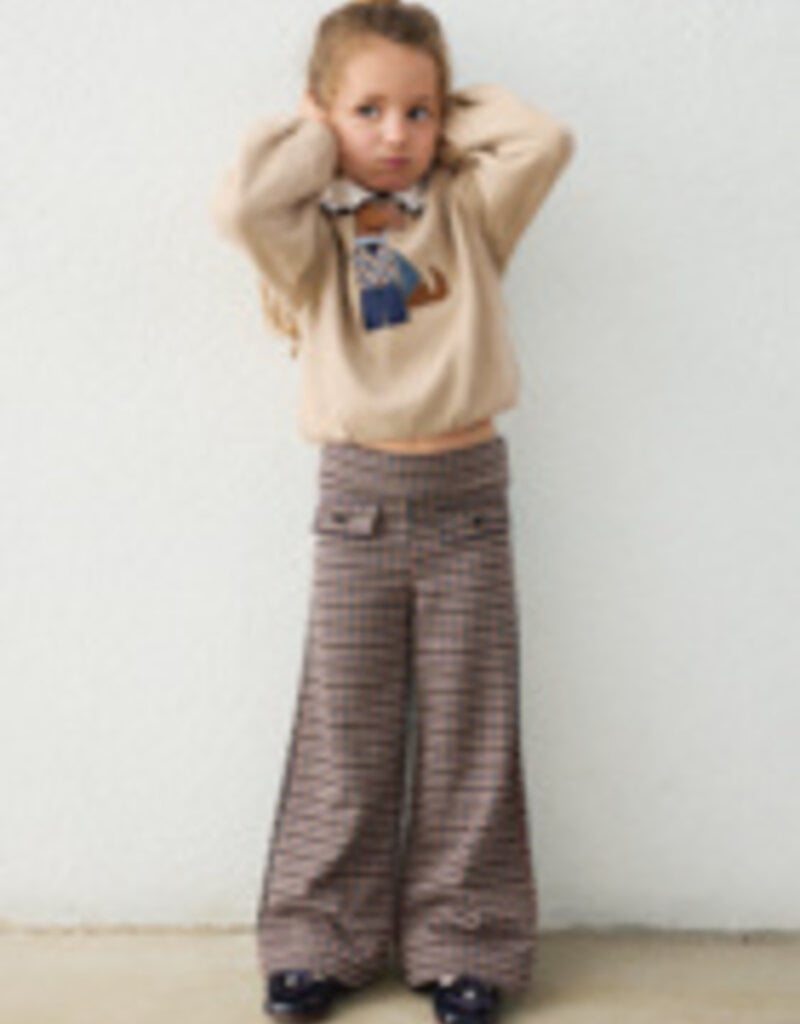 Mayoral Jacquard Knit Brown Plaid Pants