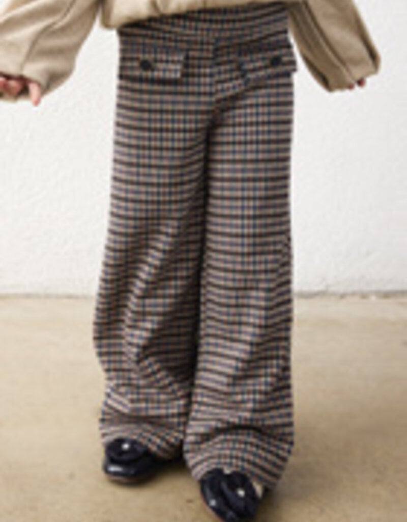 Mayoral Jacquard Knit Brown Plaid Pants