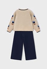 Mayoral Tulip Print Sweater/Navy Knit Pant Set