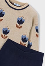 Mayoral Tulip Print Sweater/Navy Knit Pant Set