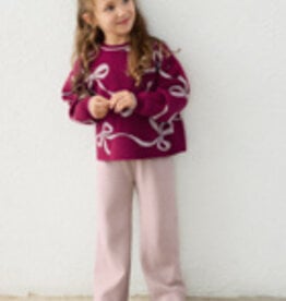 Mayoral Cranberry Sweater/Khaki Knit Pant Set