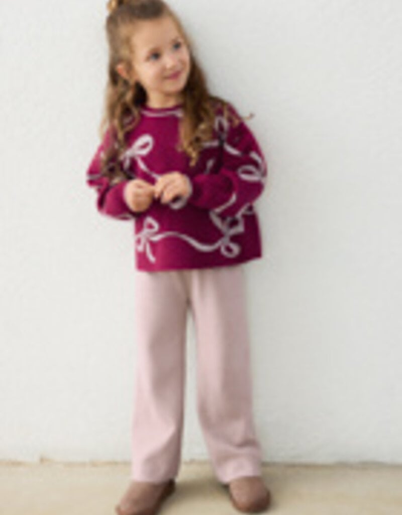 Mayoral Cranberry Sweater/Khaki Knit Pant Set
