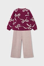 Mayoral Cranberry Sweater/Khaki Knit Pant Set