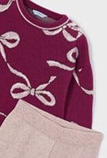 Mayoral Cranberry Sweater/Khaki Knit Pant Set