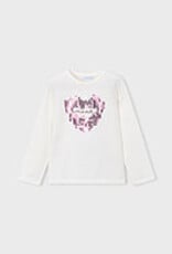 Mayoral White L/S Sequin Heart Tee