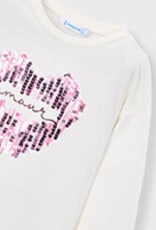 Mayoral White L/S Sequin Heart Tee