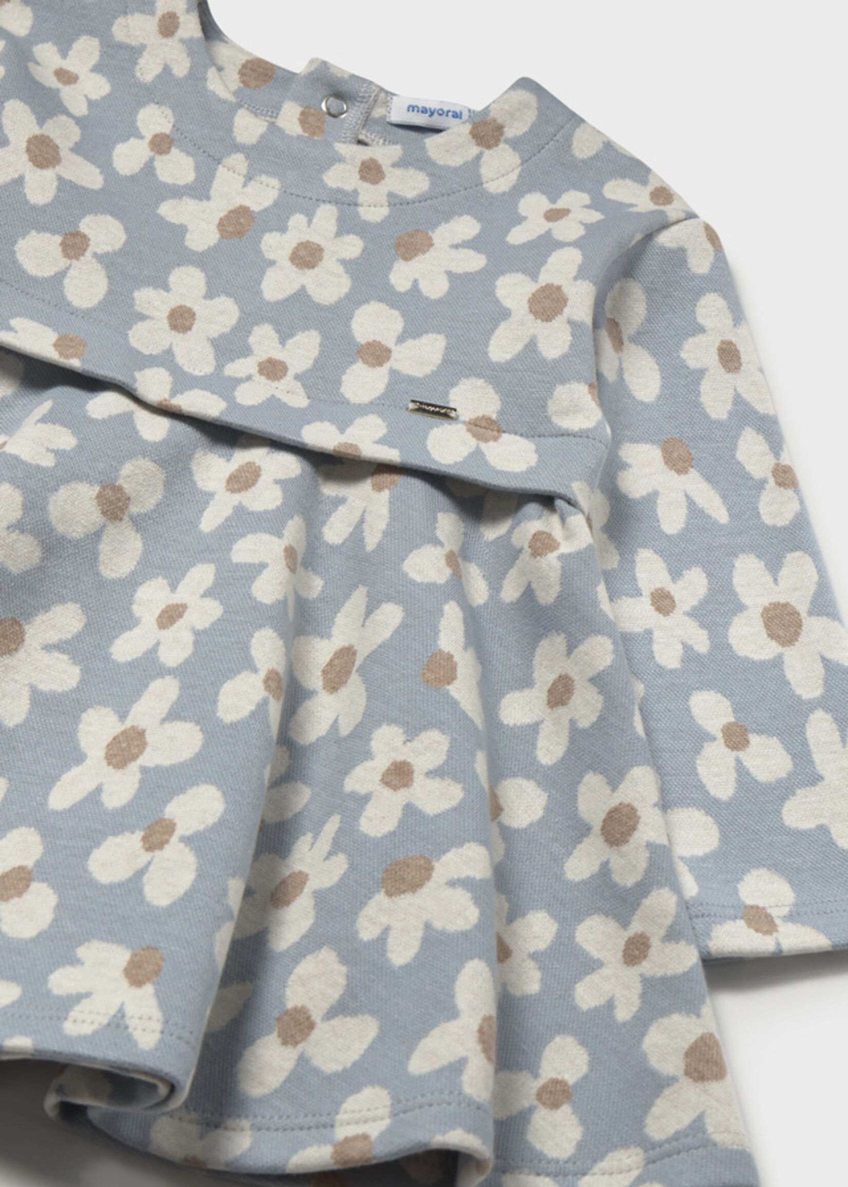 Mayoral Flower Print Knit Dress Lt Blue
