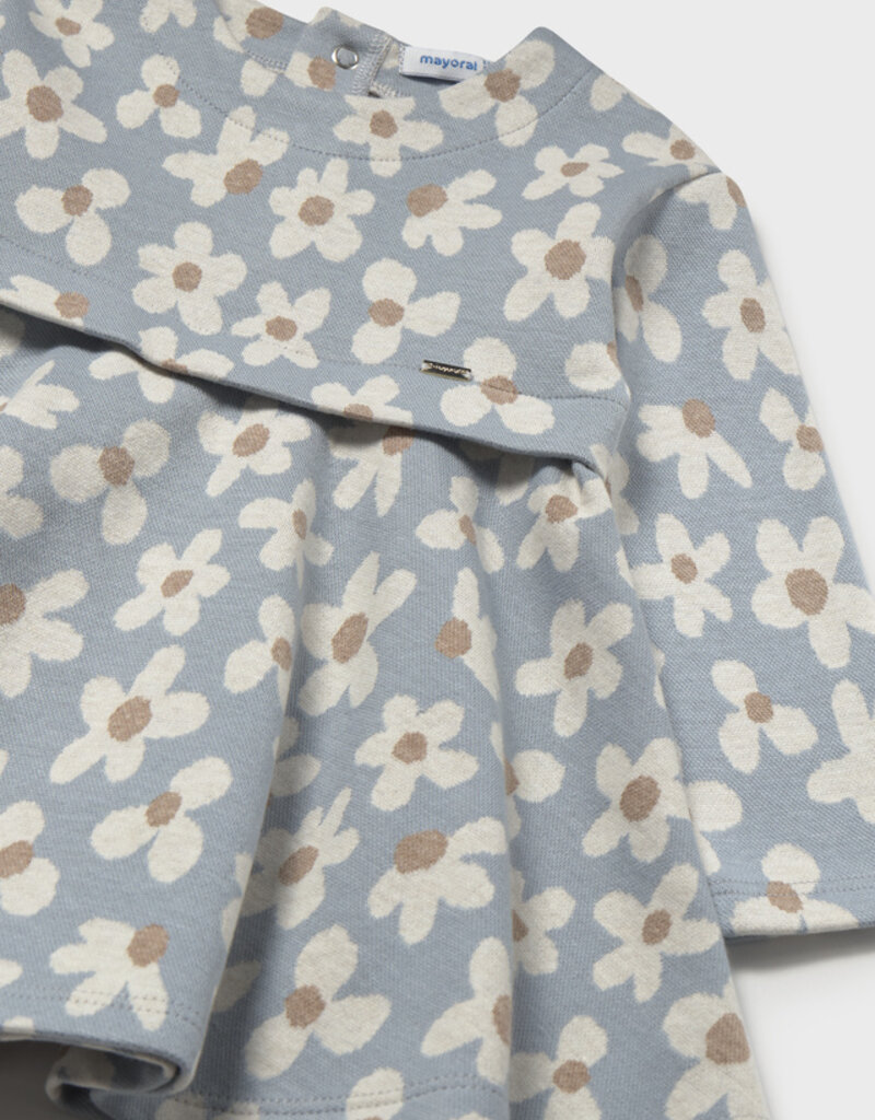 Mayoral Flower Print Knit Dress Lt Blue