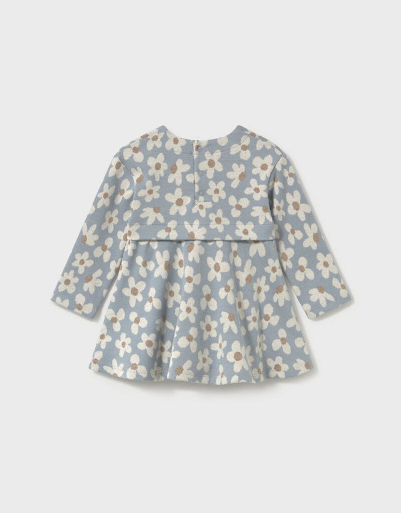 Mayoral Flower Print Knit Dress Lt Blue