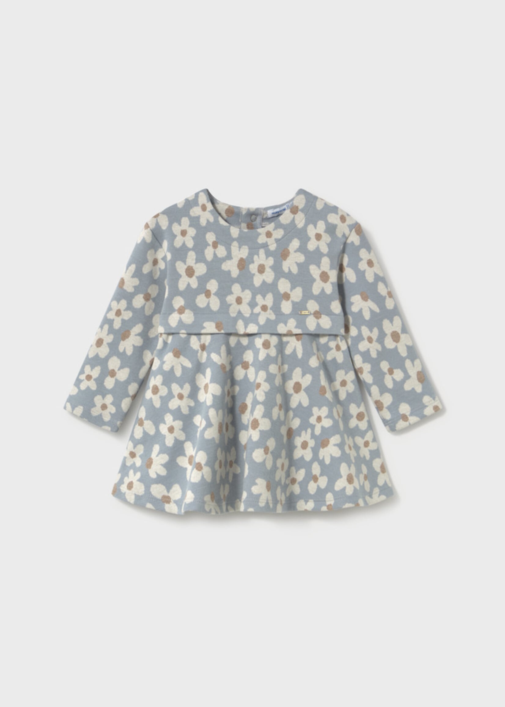 Mayoral Flower Print Knit Dress Lt Blue