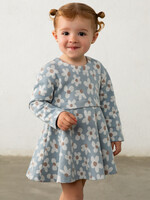 Mayoral Flower Print Knit Dress Lt Blue