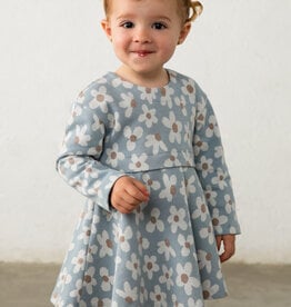 Mayoral Flower Print Knit Dress Lt Blue