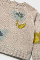 Mayoral Lt Pink Jacquard Flowered Sweater