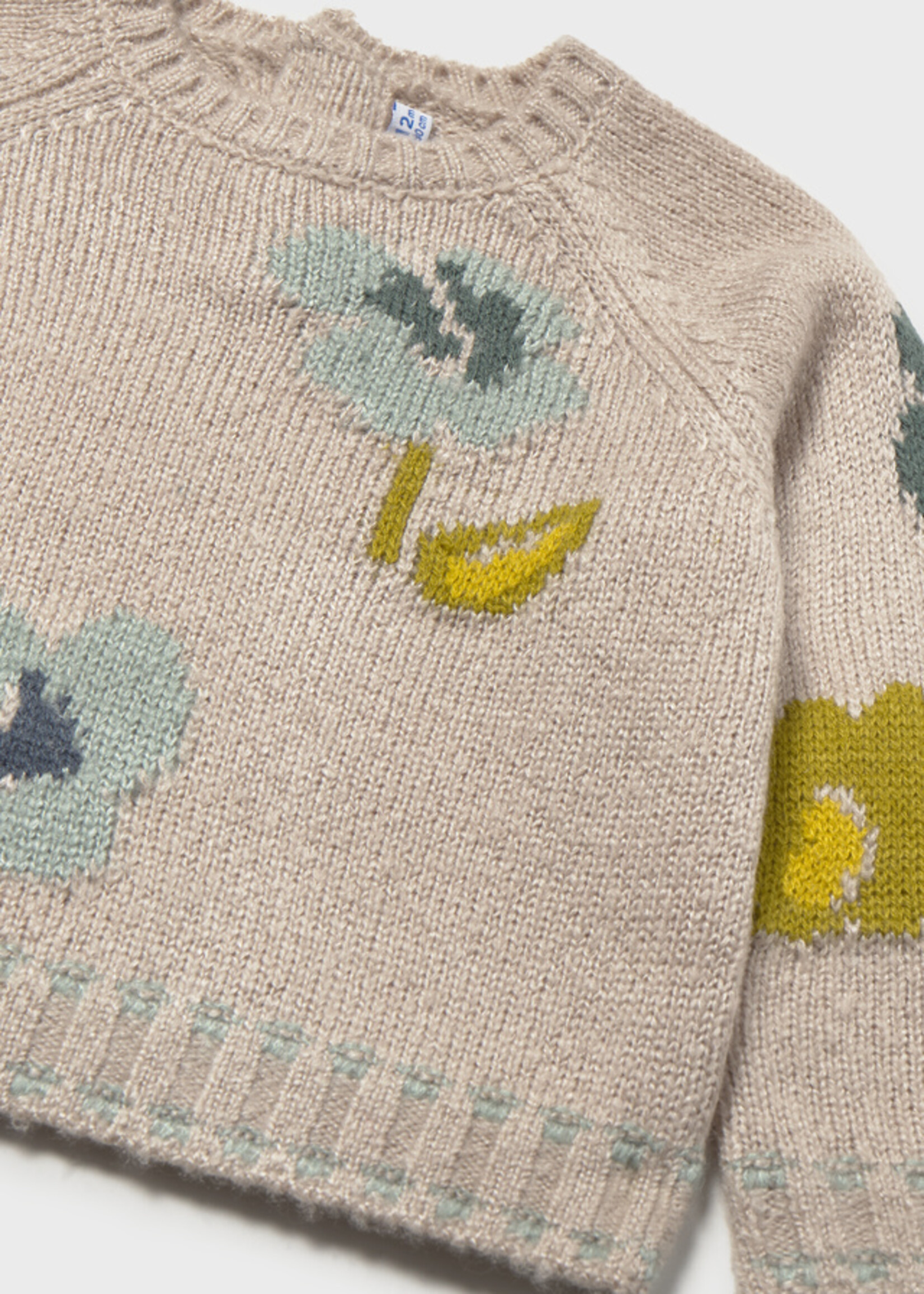 Mayoral Lt Pink Jacquard Flowered Sweater