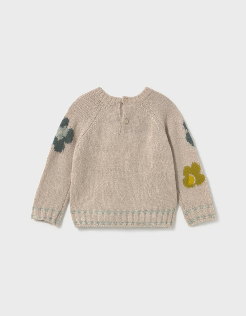 Mayoral Lt Pink Jacquard Flowered Sweater