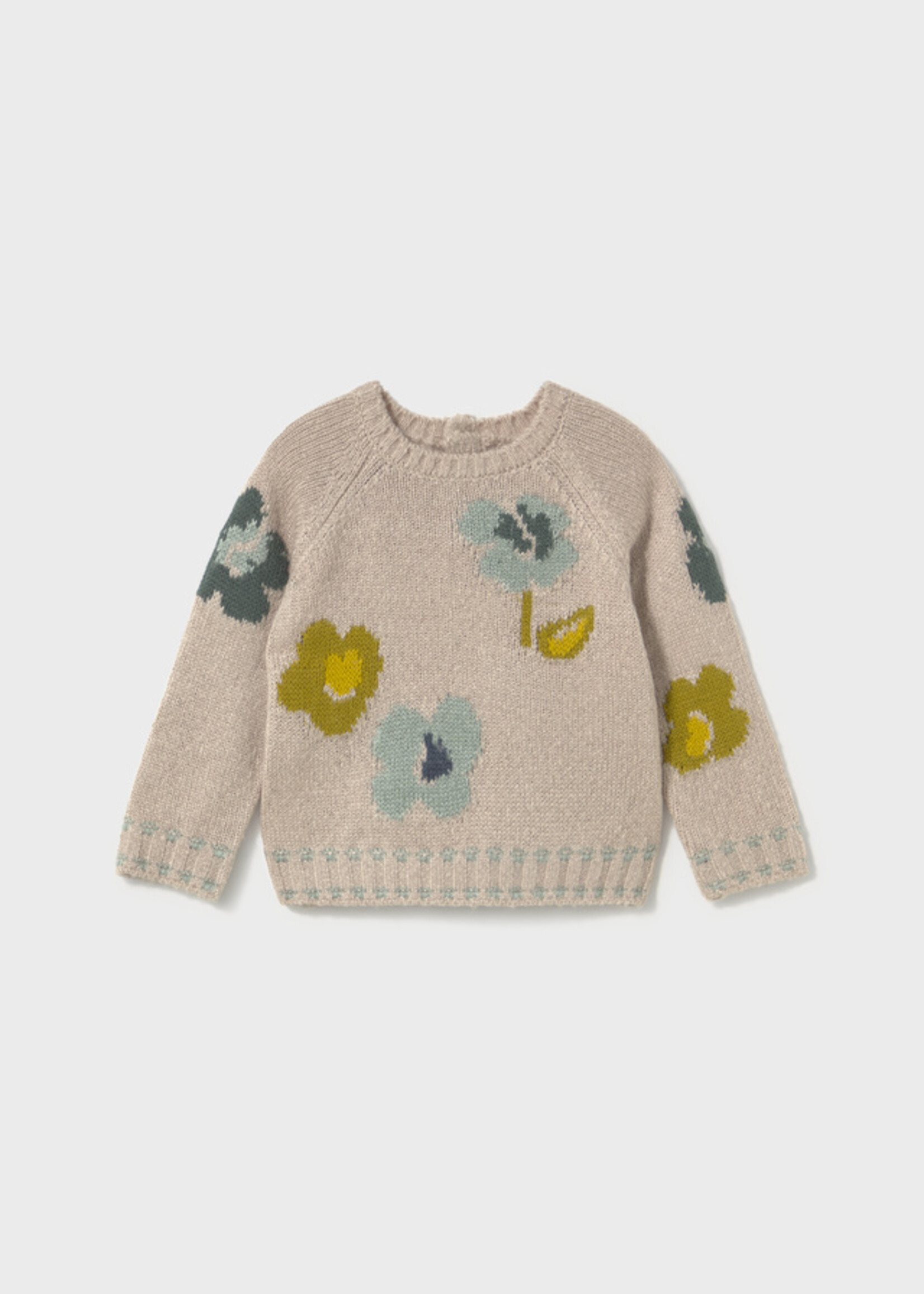 Mayoral Lt Pink Jacquard Flowered Sweater