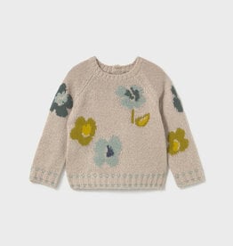 Mayoral Lt Pink Jacquard Flowered Sweater