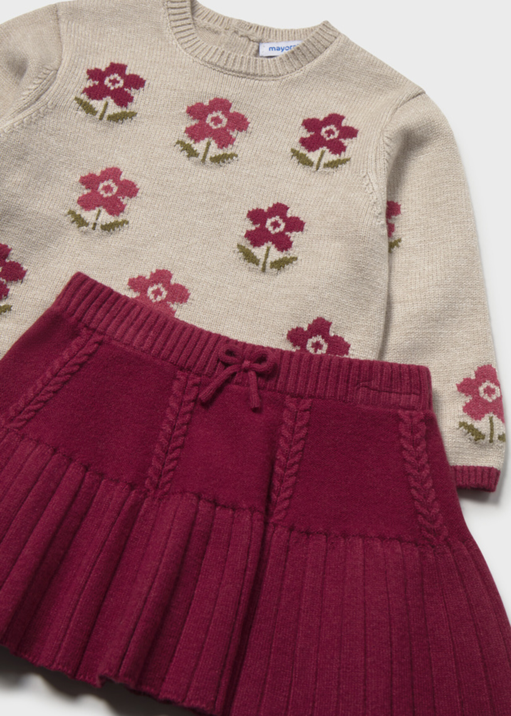 Mayoral Tricot Skirt Sweater Set Raspberry