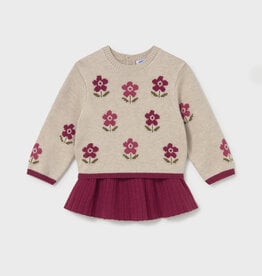 Mayoral Tricot Skirt Sweater Set Raspberry