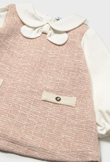 Mayoral Lt Pink Tweed-knit Combined Dress