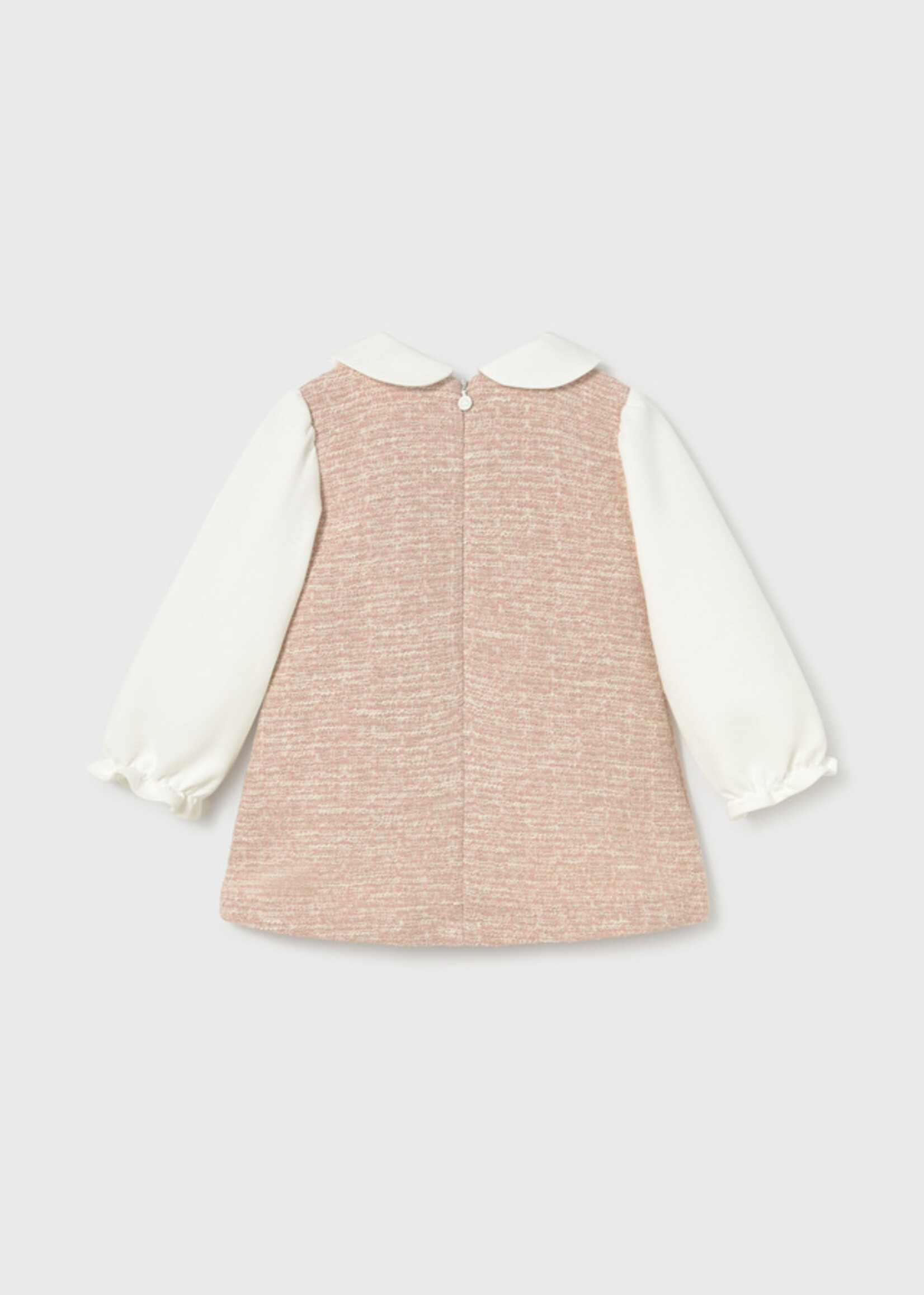 Mayoral Lt Pink Tweed-knit Combined Dress