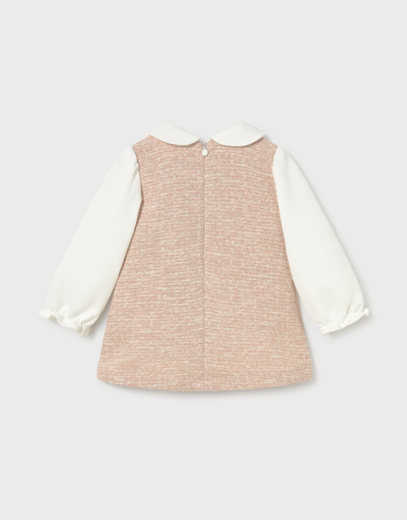 Mayoral Lt Pink Tweed-knit Combined Dress