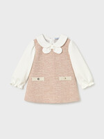 Mayoral Lt Pink Tweed-knit Combined Dress