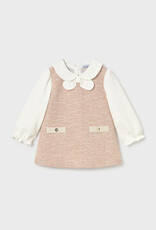 Mayoral Lt Pink Tweed-knit Combined Dress