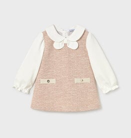 Mayoral Lt Pink Tweed-knit Combined Dress