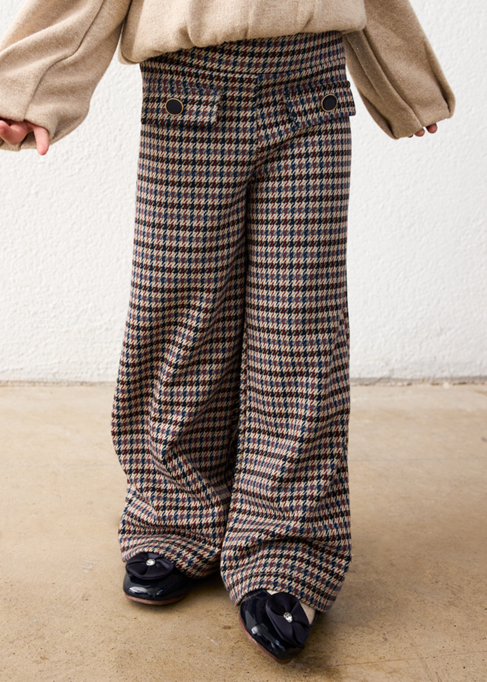 Mayoral Jacquard Knit Brown Plaid Pants