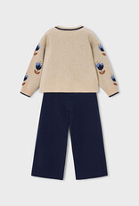 Mayoral Tulip Print Sweater/Navy Knit Pant Set