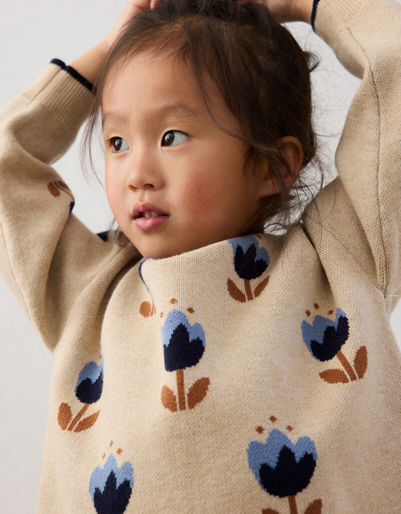 Mayoral Tulip Print Sweater/Navy Knit Pant Set