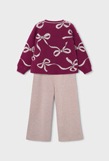 Mayoral Cranberry Sweater/Khaki Knit Pant Set