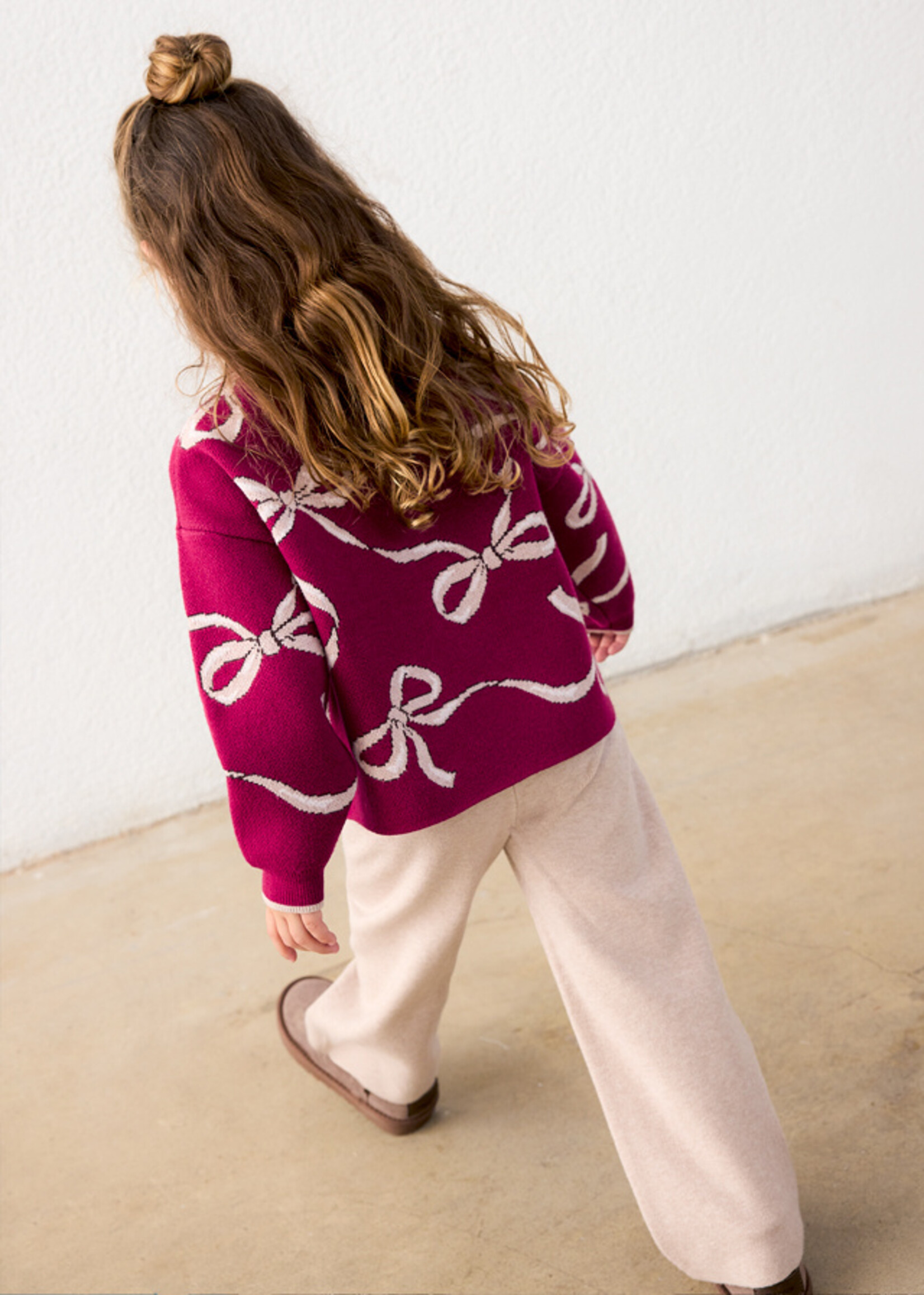 Mayoral Cranberry Sweater/Khaki Knit Pant Set