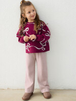 Mayoral Cranberry Sweater/Khaki Knit Pant Set