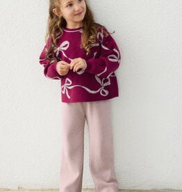 Mayoral Cranberry Sweater/Khaki Knit Pant Set