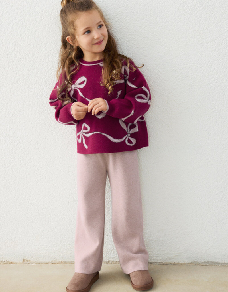 Mayoral Cranberry Sweater/Khaki Knit Pant Set