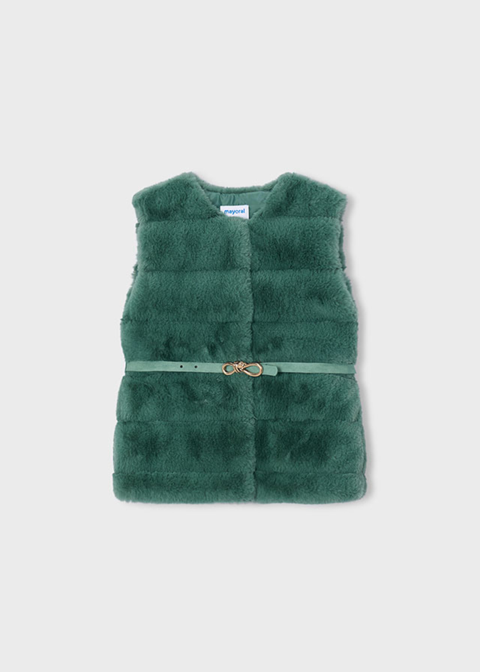 Mayoral Fur Vest w/Belt Bayleaf