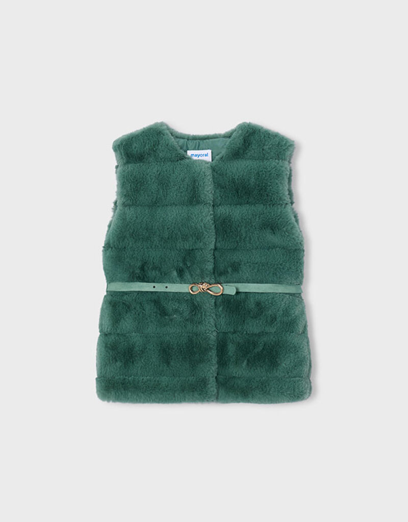 Mayoral Fur Vest w/Belt Bayleaf